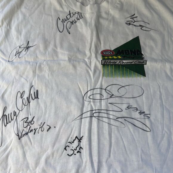 NHRA 1997 Signed Shirt XL 9 Autographs Cristen Powell Joe Amato Bob Vandergriff - Picture 2 of 12